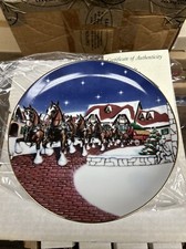 1998 Budweiser Christmas Plate "GRANTS FARM HOLIDAY" Clydesdales Rip Kastaris