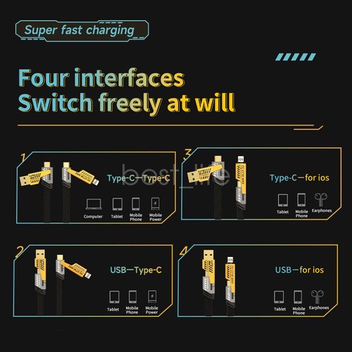 4 in 1 Multi Fast Charging Cable USB-C Charging Type-C to Type C USB Charger - Picture 9 of 20