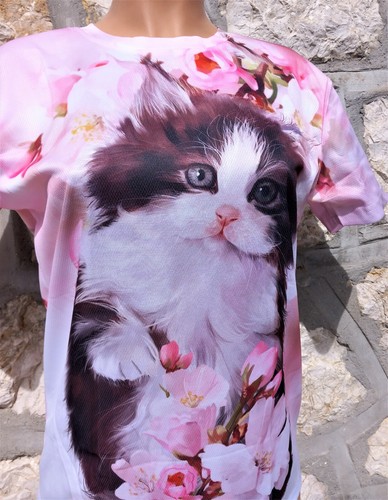 Tee shirt femme châton manches courtes . taille M - Picture 2 of 3