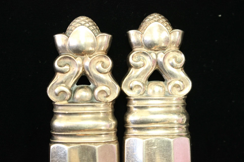 Juego grande de 2 piezas de plata de ley de acero inoxidable tallado bellota Georg Jensen Foto 3 de 4