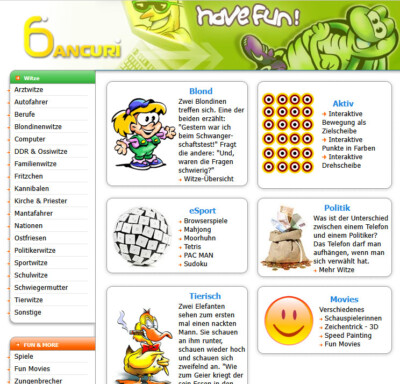 Originelle Witze und Fun-Website - Klassische Homepage Projekte