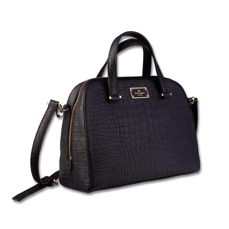 Bolso de Mano Kate Spade Pequeño Felix Kay Street Negro Cocodrilo Repujado Nuevo con Etiquetas Foto 4 de 4