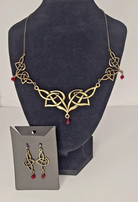 Statement Necklace & Earrings Set Jewelry - Signed Dracolite Gothic 