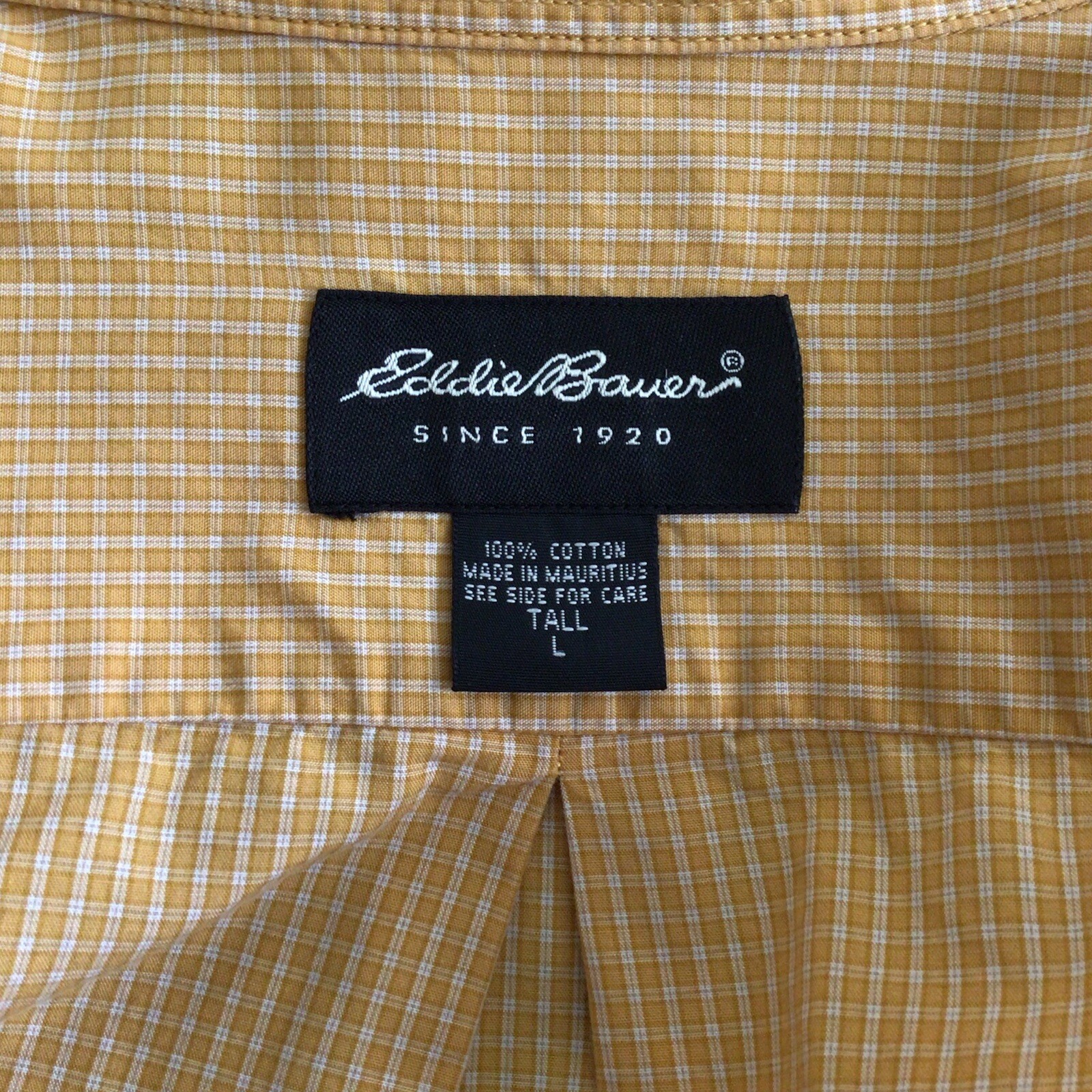 EDDIE BAUER Gold Small Check Pattern Button Down … - image 9