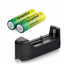 2pcs SkyWolfEye 1200mAh 14500 Battery Rechargeable 3.7V Cell USA Stock  Charger