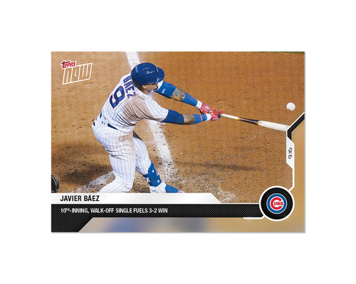 Javier Baez 2020 MLB TOPPS NOW Card 275 10th inning walk-off single fuels 3-2 W