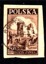 USED BROWN   HISTORIC MONUMENTS - RUINS OF BEDZIN CASTLE   POLAND 1946