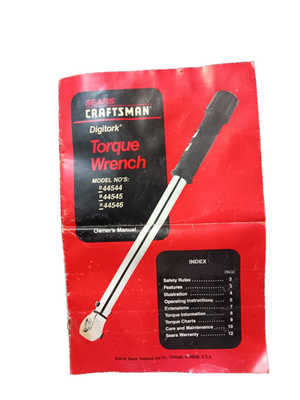 #ad #ad Vintage Sears Craftsman Digitork Torque Wrench Manual $14.95