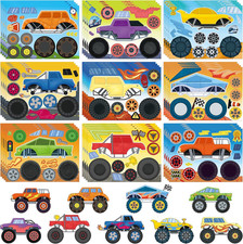 45 Sheets Monster Truck Stickers for Kids Toddlers, Make Your Own Monster Truck
