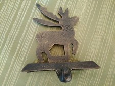 Christmas Stocking Hanger Reindeer Cast Iron Baby Deer Folk Art Bronze Finish