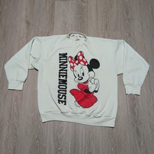 Vintage Disney Wear Minnie Mouse Sweatshirt White Double Sided AOP USA 90s