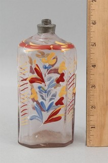 RARE Small Antique Hand Painted Enamel Blown STIEGEL Glass Decanter Bottle NR