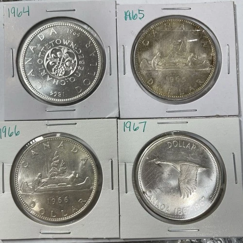 1964 1965 1966 1967 Lot Of 4 Canada Silver Dollars