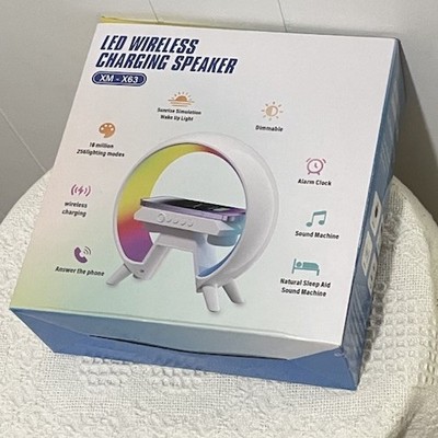 XM-X63 Wireless Charging Sound Machine Alarm Clock Dimmable Wake Up Light White