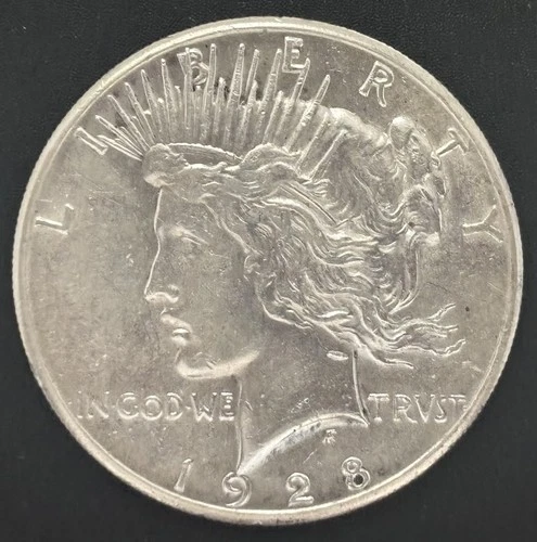 1928 Peace Dollar $1 US 90% Silver Coin Low Mintage Key Date Choice AU Nice