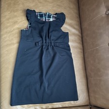 Land's End Girls Sz 6 Black School UniformJumper Sleeveless Dress Plaid Lining