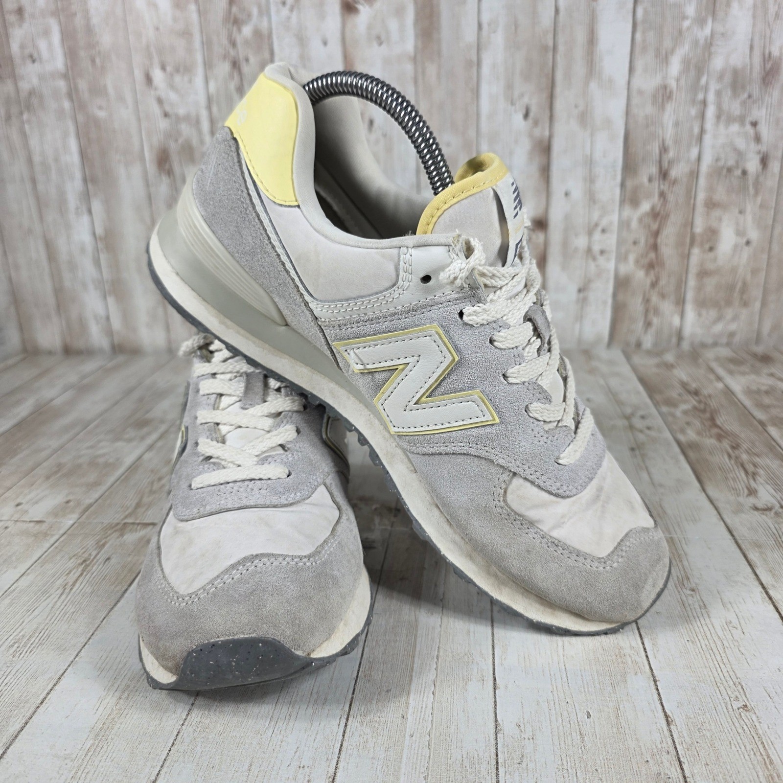 New Balance 574 WL574QD Women Casual Running Sneakers Shoes Gray Yellow Size 7.5 thumbnail 5