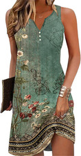 Summer Dresses for Women 2026 Beach Loose Casual a Line Dress Sleeveless V-Neck