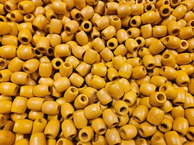 100 pcs YELLOW Macrame 1/2'' Pony Barrel Wood Craft Jewelry Beads 11mm x 13mm