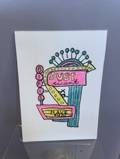 ACEO Illustrazione Originale Insegna Retrò Matita a Colori su Cartoncino