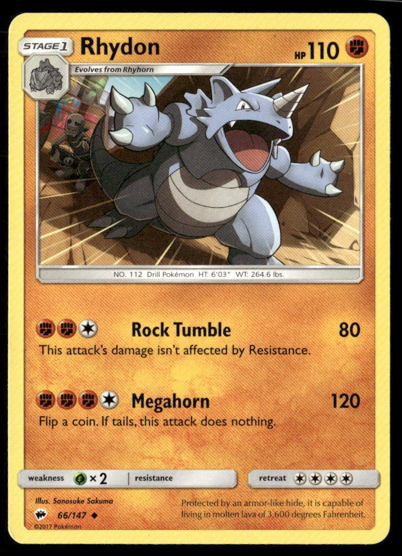 Rhydon Burning Shadows 66/147 Uncommon Pokemon Near Mint
