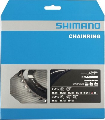 SHIMANO Kettenblatt Deore XT FCM8000 38 Zähne | schwarz | Lochkreis: 96 mm