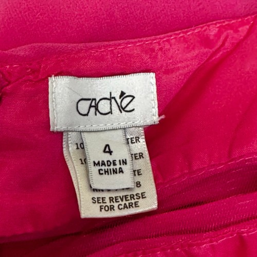Vintage Cache Y2K Hot Pink Hi-Lo Formal Prom Dress Ruched Cut Out Bodice Sz 4 - Picture 5 of 9