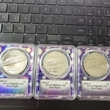 Lot of 3! 2003 - P PCGS PR69DCAM First Flight $1 Purple Core