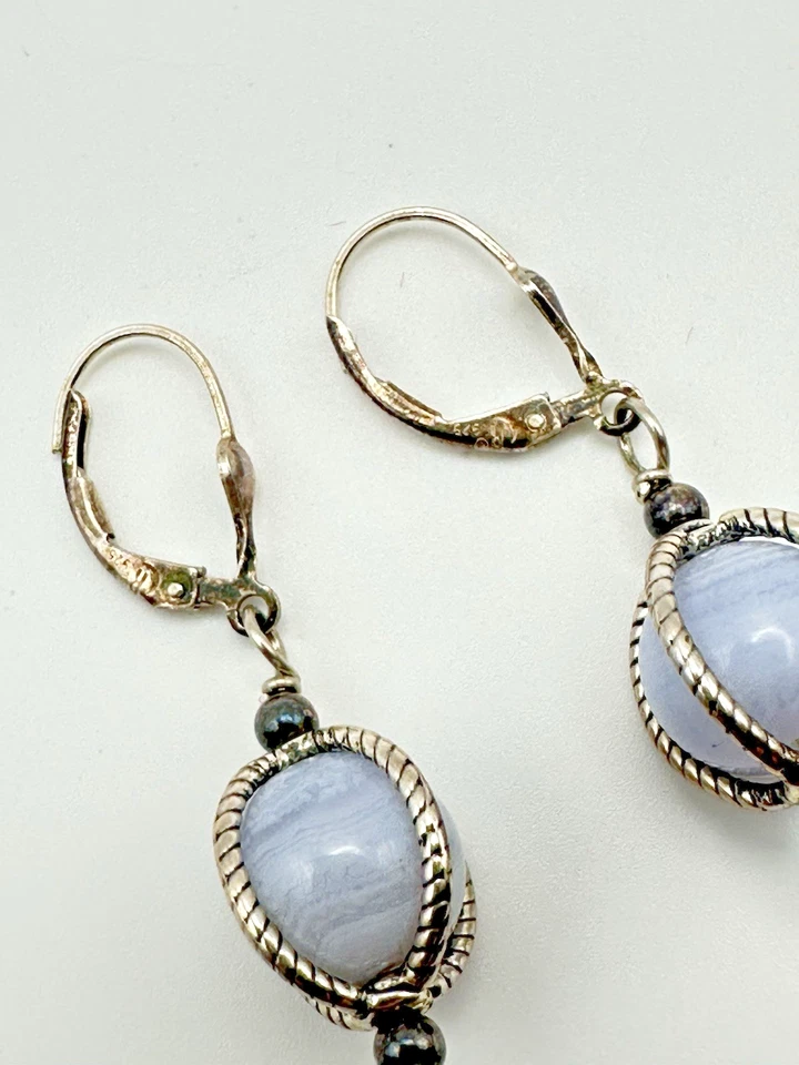 Pendientes Carolyn Pollack Relios enjaulados azul ágata con palanca Foto 4 de 4