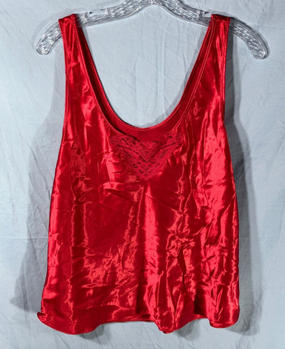 VTG Maidenform SOMETHING SUITABLE Dramatic Red Satin TANK TOP Camisole SZ-42/XL