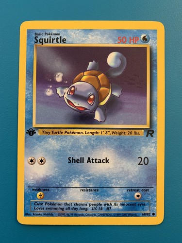 1st Edition Squirtle 68/82 Team Rocket Set Rare Vintage Pokemon Card - NM