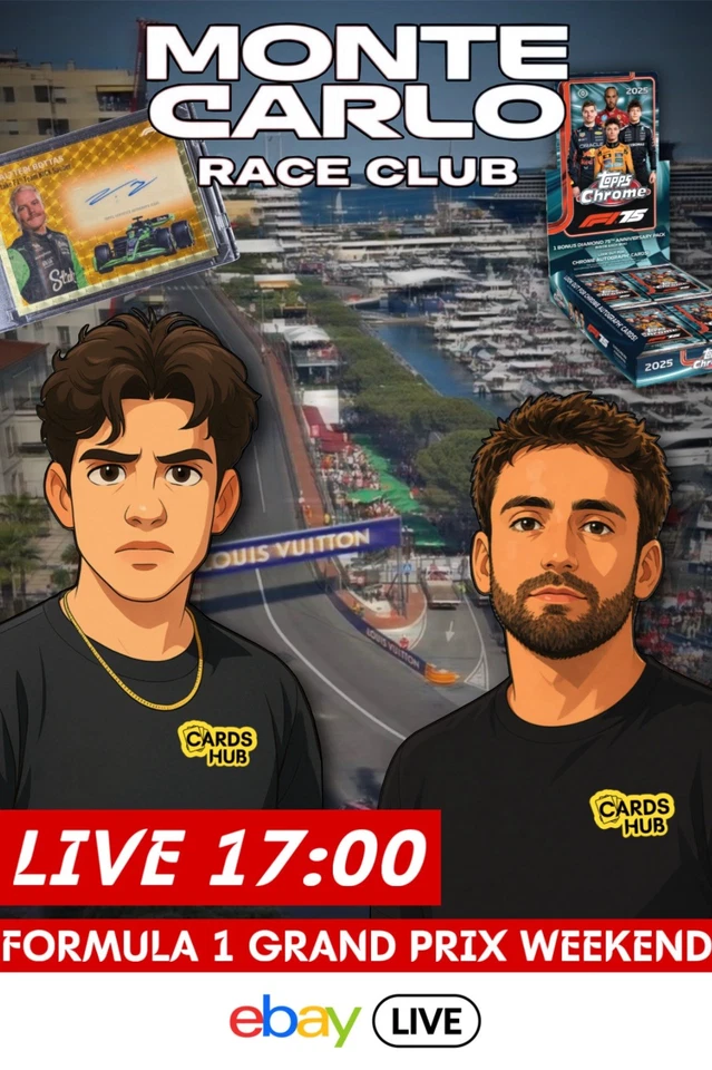 1€ START SPORTS CARD AUCTIONS & BOX BREAKS - Live from F1 Monaco Grand Prix