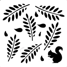 Really Great Stencils, Squirrel & Leaves, 4x4", Layering, Background, Wispy Leaf
