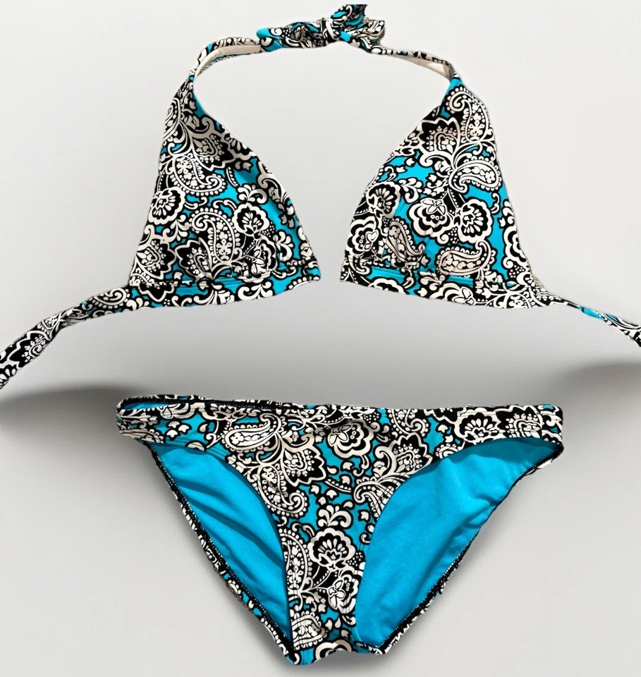 Vintage 90s y2k Bikini Top & Bottom fairy Grunge High Cut Leg Medium Bling - Image 4 of 4