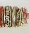 Vintage & Modern Silver Tone Costume Jewellery Bulk Bangle Lot 12 x Bangles