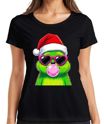 Weihnachtsmonster Grün Bubblegum Kaugummi Herzbrille Santa Cool Damen T-Shirt