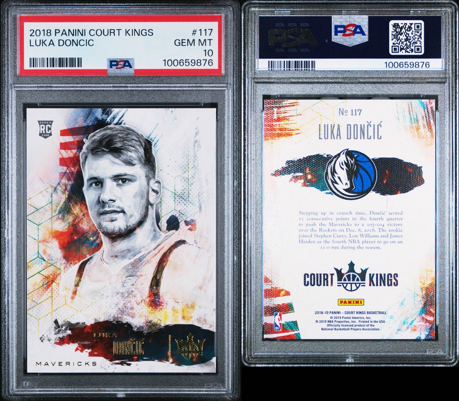 ✅ LUKA DONCIC 2018 PANINI COURT KINGS 117 RC ROOKIE LEVEL 1 SP PSA 10 GEM MINT view 3