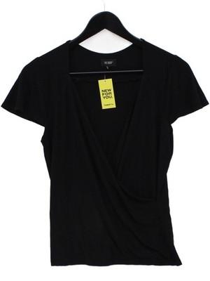Hobbs Damen Top M schwarz Baumwolle mit Elasthan Kurzarm V-Ausschnitt Basic
