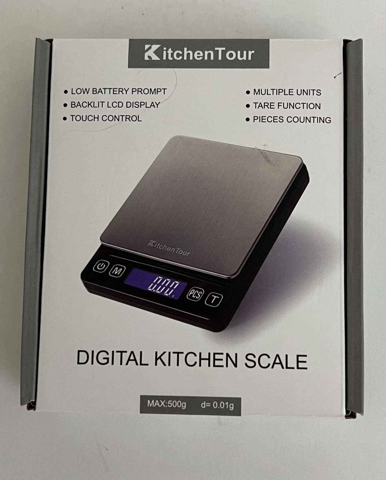 KitchenTour Digital Kitchen Gram Scale - 3000g/0.1g - High Accuracy Precision L