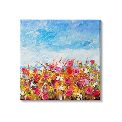 Stupell Industries Bold Summer Blooming Flower Field Under Cloudy Sky, Design...