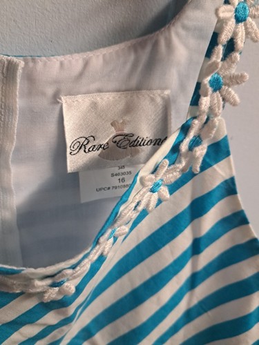 Rare Editions Big Girls Dress 16 Blue And White - Picture 4 of 6