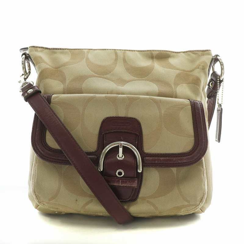 Coach Signature Nylon & Leather Shoulder Bag 29x23x4cm Authentic Pre-Owned F25288