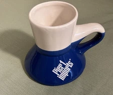 PIER 1 IMPORTS - RETAIL COMPANY, Ceramic No Spill Coffee Cup/Mug Blue/White VTG