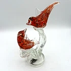 Murano Style Birds on a Branch Art Glass Sculpture Figurine Love Birds Vintage
