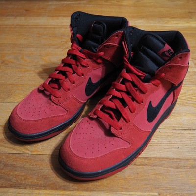 Nike Dunk High Gym Red/Black Suede Sneakers Men's Size 8.5; 904233-600