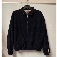 Vintage Polo Ralph Lauren Black Watch Plaid Fleece Jacket XXL Full Zip USA Made