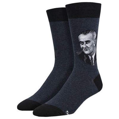 Socksmith Men's Crew Socks 32nd President Lyndon B. Johnson Historical Figure