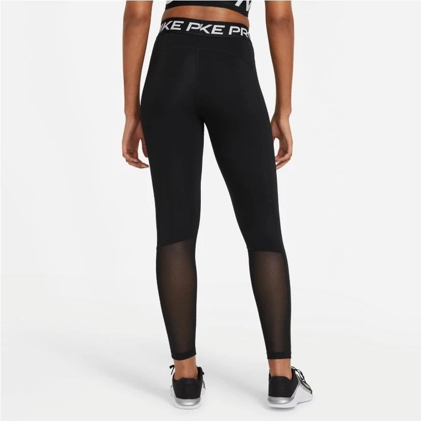 Women's Nike Pro Mid-Rise Mesh-Paneled Leggings Tight Training Pants Black M - Image 2 of 4