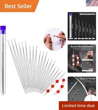 Effortless Beading: 18 Pcs Big Eye Needles Set with Clear Bottle for All Beaders