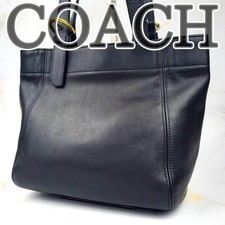 Good Condition COACH Old Coach Tote Bag Leather Black Shoulder
